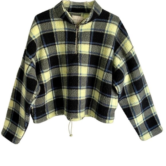 American Eagle Plaid Crop Pullover Sweatshirt with Pockets Women's XL - Picture 1 of 9